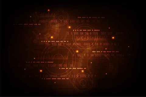 Digital information on a dark orange background. Stock Illustration