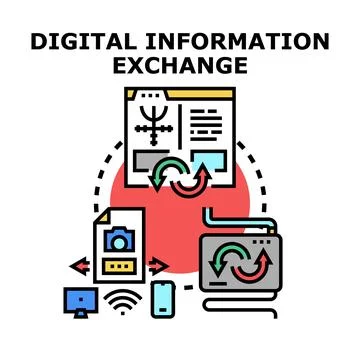 Digital information data exchange network concept Stock Illustration