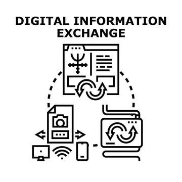Digital information data exchange network concept Stock Illustration