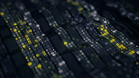 Digital information decoding process 3D render seamless loop animation Stock Footage 161144996