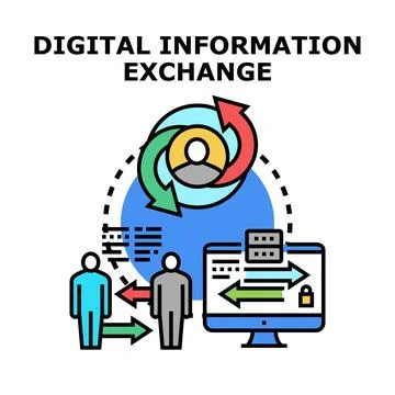 Digital information exchange concept illustrating data sharing Stock Illustration