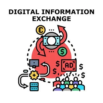 Digital information exchange concept visualizing data transfer Stock Illustration