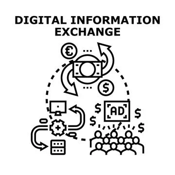 Digital information exchange concept visualizing data transfer Stock Illustration