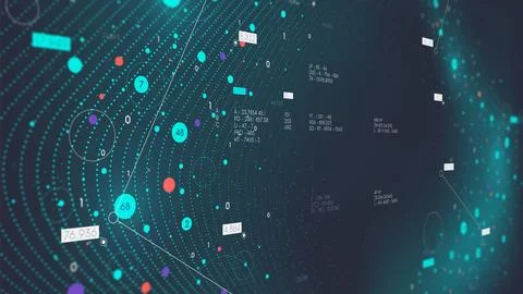 Digital information flow visualization, futuristic neural network streaming.. 스톡 일러스트