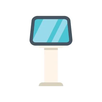 Digital information kiosk with blank screen standing on white background Stock Illustration