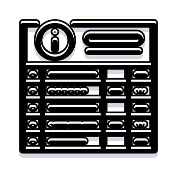 Digital information menu interface with options and data Stock Illustration