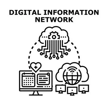 Digital information network connecting data and cloud computing イラスト素材