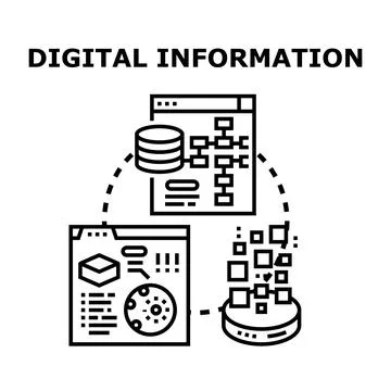 Digital information processing, analyzing, and storing data Stock Illustration