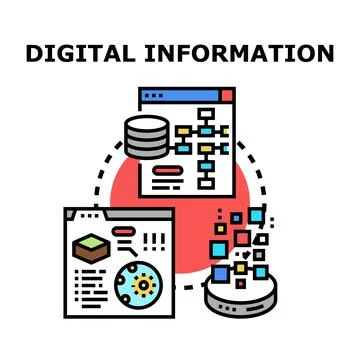 Digital information processing, analyzing, and storing data Stock Illustration
