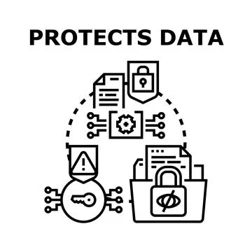 Digital information protection securing cyber data privacy Stock Illustration