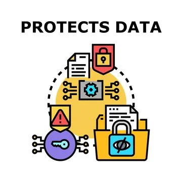 Digital information protection securing cyber data privacy Stock Illustration