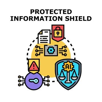 Digital information shield protecting data privacy and security Illustrazione stock