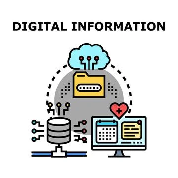 Digital information storing and managing data online Stock Illustration