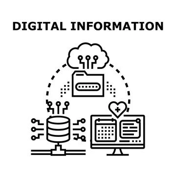 Digital information storing and managing data online Stock Illustration