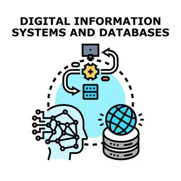 Digital information systems and databases concept 库存插图