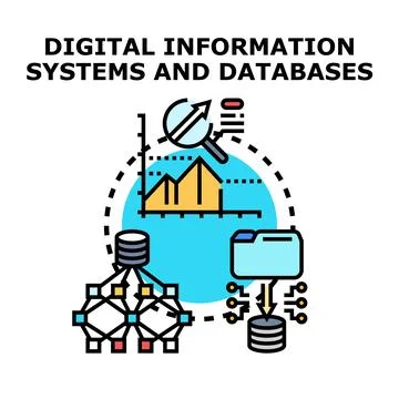 Digital information systems managing data analytics concept Stock Illustration