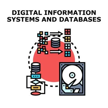 Digital information systems managing data flow Stock Illustration
