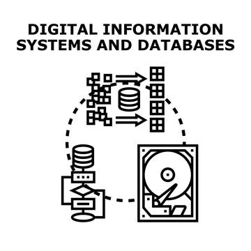 Digital information systems managing data flow Stock Illustration