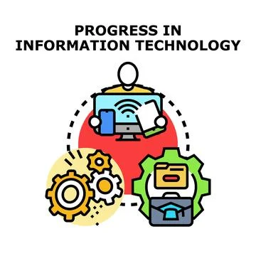 Digital information technology progress and business development Stock-Illustration