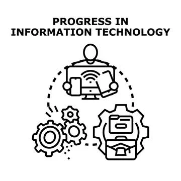 Digital information technology progress and business development Stock Illustration