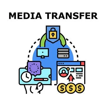 Digital information transfer and secure data storage process Stock Illustration