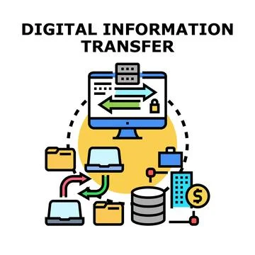 Digital information transfer between devices and server 스톡 일러스트