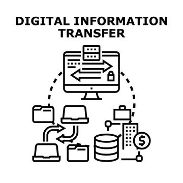 Digital information transfer between devices and server Stockillustratie