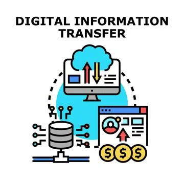 Digital information transfer concept using cloud technology 库存插图