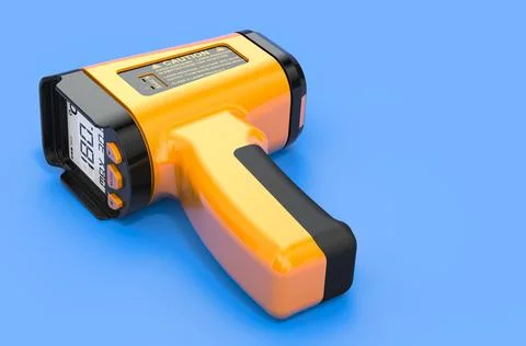 Digital Infrared Thermometer on blue backdrop, 3D rendering Stockillustratie