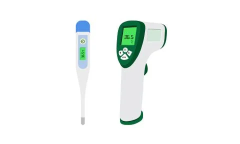 Digital infrared thermometer temperature checking equipment, illustration Stock Illustration