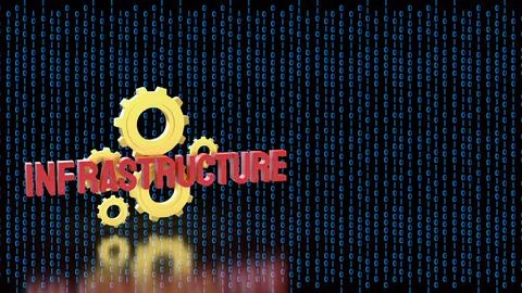 Digital Infrastructure And Technology Systems Concept 3d render. イラスト素材