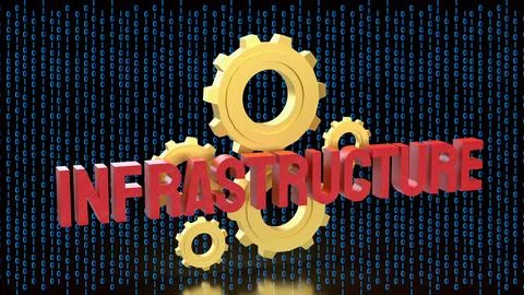 Digital Infrastructure And Technology Systems Concept 3d render. Stock Illustration