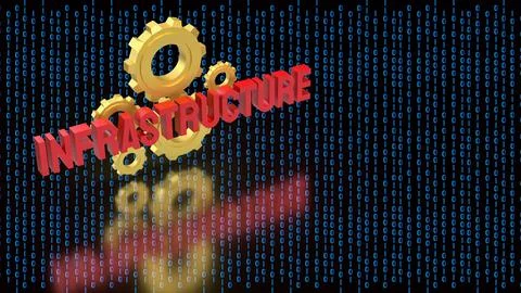 Digital Infrastructure And Technology Systems Concept 3d render. Stockillustratie
