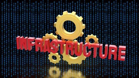 Digital Infrastructure And Technology Systems Concept 3d render. Stockillustratie