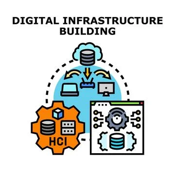 Digital infrastructure building it cloud network concept 스톡 일러스트
