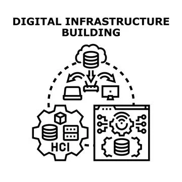Digital infrastructure building it cloud network concept Stock Illustration