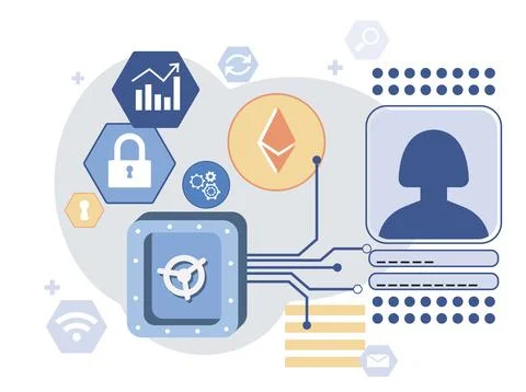 Digital inheritance concept. Scheme with user login fields and different ic.. イラスト素材