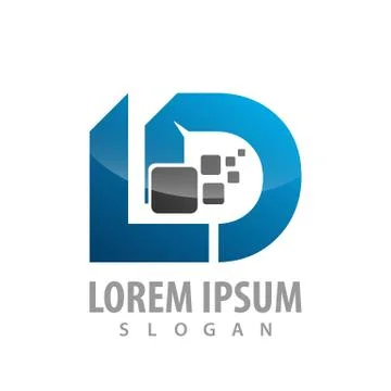 Digital initial letter LD logo concept design. Symbol graphic template elemen Stock Illustration