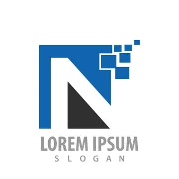 Digital initial letter N logo concept design. Symbol graphic template element Stock Illustration