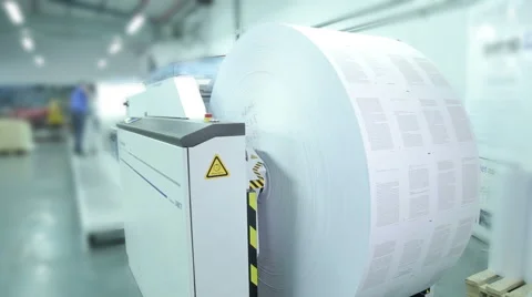 Digital Inkjet Printer Paper Roll Video stock 63452016