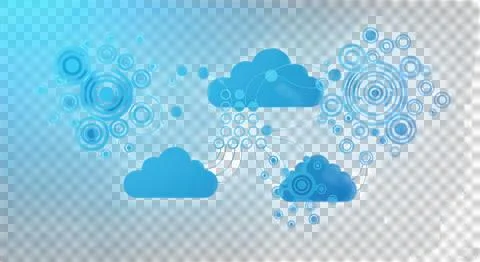 Digital innovation and cloud computing integration in modern technology net.. 스톡 일러스트