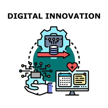 Digital innovation and technology development process concept Stock Illustration
