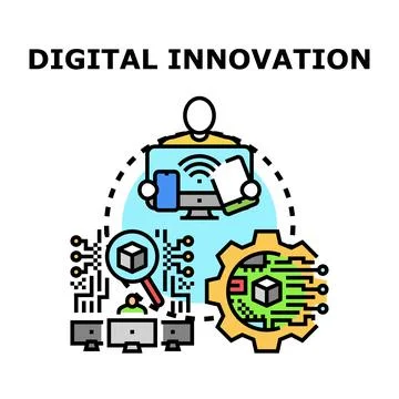 Digital innovation and technology development concept vector Stockillustratie