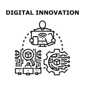 Digital innovation and technology development concept vector イラスト素材