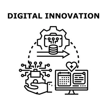Digital innovation and technology development process concept Stock Illustration