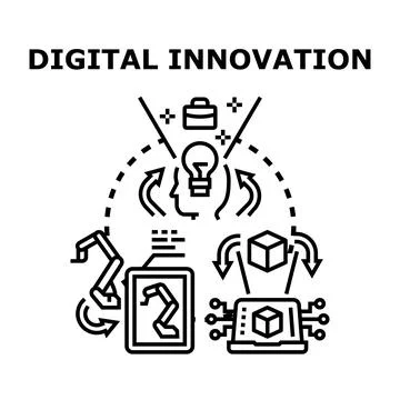 Digital innovation concept improving business processes and technology Stockillustratie