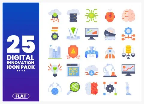 Digital Innovation Icon Pack Stock Illustration