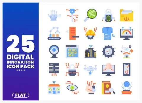 Digital innovation icon set with technology and AI symbols Stock-Illustration