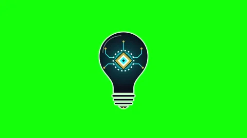 Digital innovation light bulb with circuitry animation on green screen tech.. Stock Footage 344855365