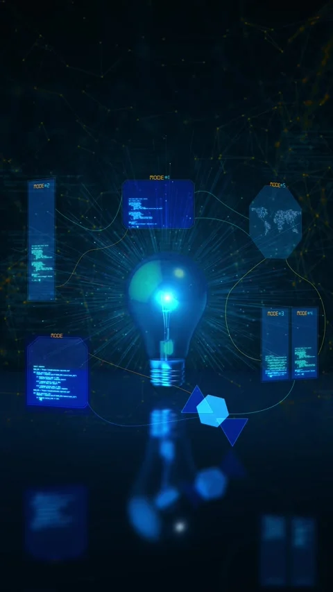 Digital Innovation Light Bulb Technology Interface Stock Footage 341349664